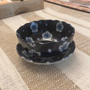 Blue Floral Bowl and Saucer